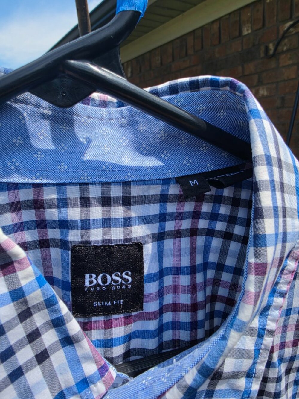 Boss Long sleeve mens Med plaid shirt work casual going out 100% cotton